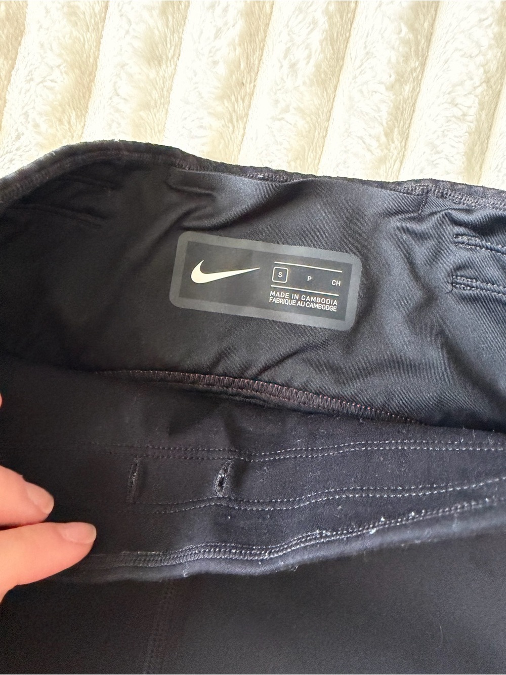 Nike Black Leggings with Red & White Side Stripes - Picture 4 of 10